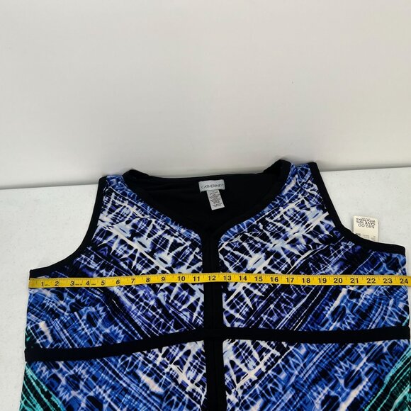 Catherines 2X 22W Blue Green Abstract Print Maxi Dress Sleeveless V-Neck - Picture 6 of 8